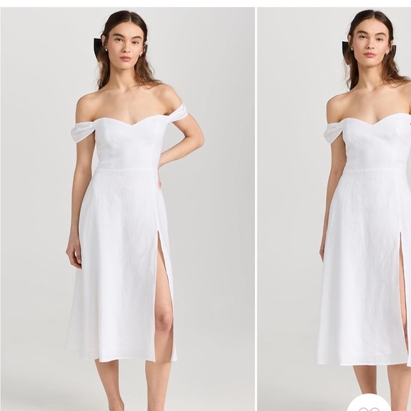 Reformation Dresses & Skirts - Reformation Chic off the shoulder White Linen Dress